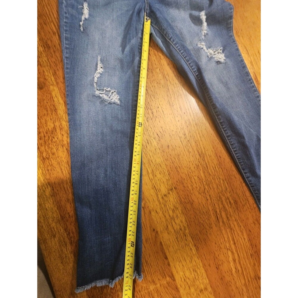 1822 Denim Butter Distressed Skinny Ankle Jeans Womens Sz 14 Raw Hem 32x27 Blue - Picture 6 of 14